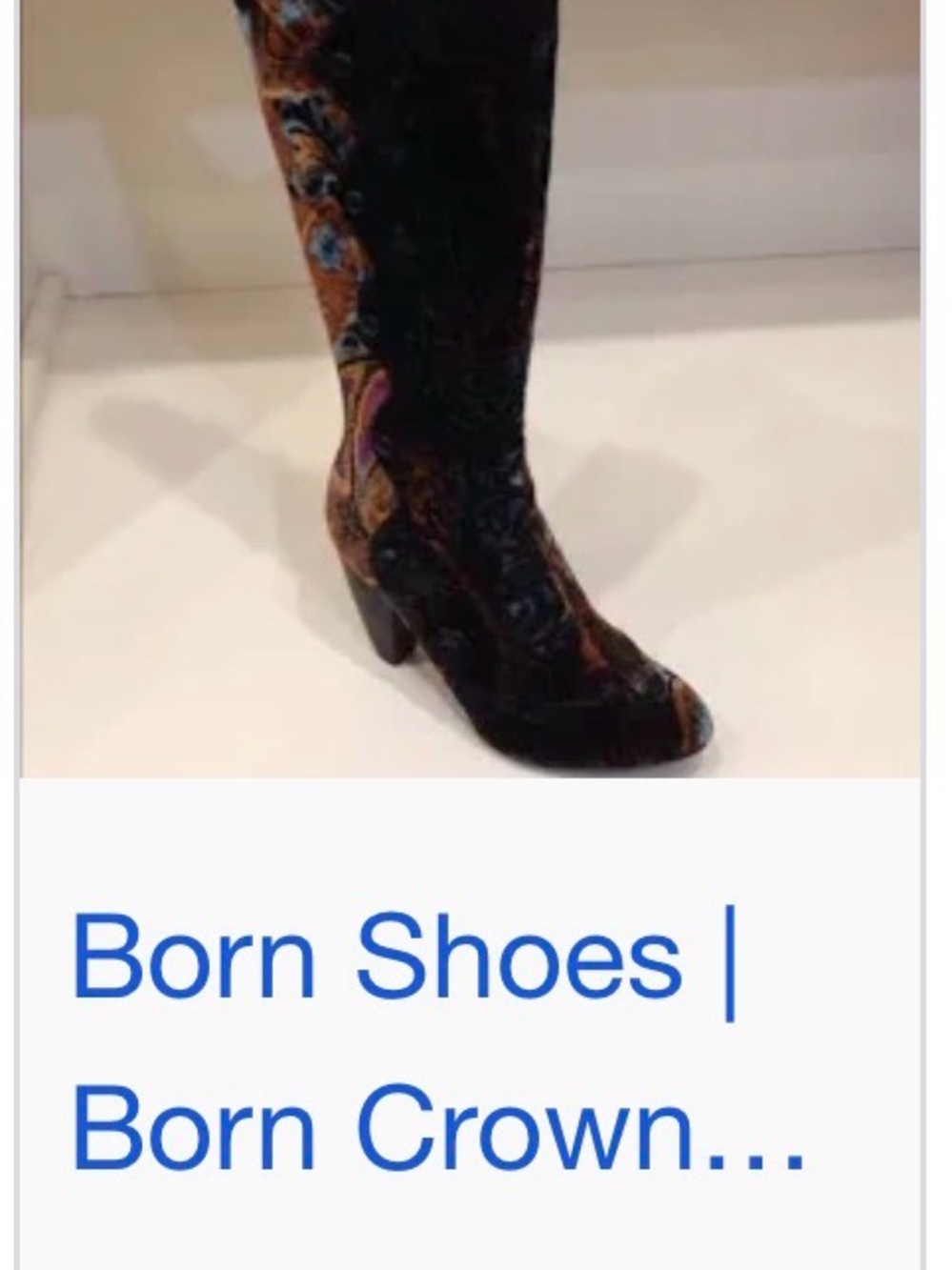 Born Multicolor Velvet Tall Paisley Boot with Stacked Leather Heel - Picture 14 of 14